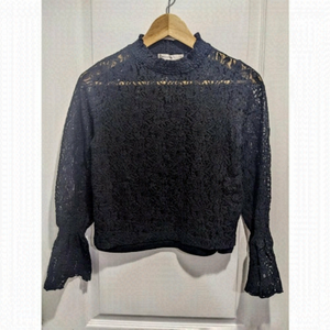 Moussy | Lace high neck blouse in Black